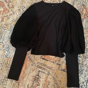 Zara black long sleeve balloon sleeve top